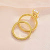 2pcs Gold Tone Emerald Cut Bridal Set Ring In Sterling Silver