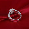 Cushion Cut Halo Enhancer Guard Bridal Ring Set in Sterling Silver