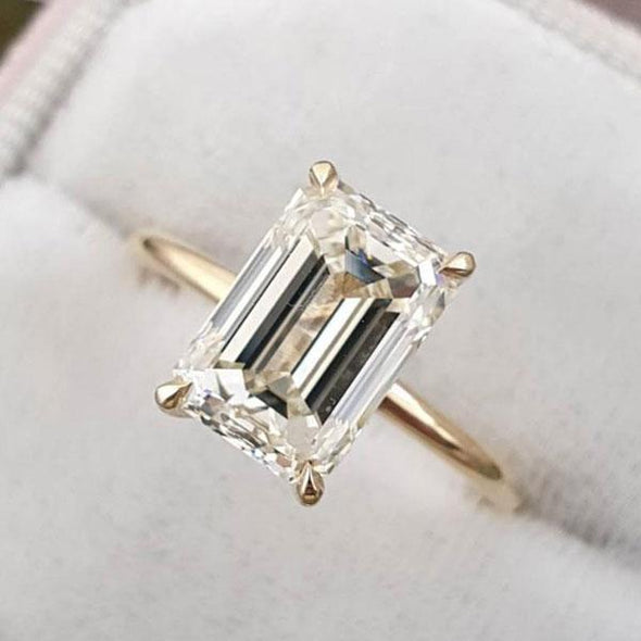 Special Sale | 2pcs Gold Tone Emerald Cut Bridal Ring Set In Sterling Silver