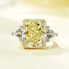 Yellow Radiant Cut Three Stone Engagement Ring Wedding Ring in Sterling Silver