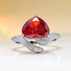 Heart Cut Red Ruby Engagement Wedding Ring in Sterling Silver