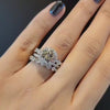 3pcs Halo Round Cut Bridal Set Ring in Sterling Silver