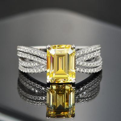 Vintage Split Shank Emerald Cut Engagement Ring