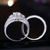 2PCS Solitaire Round Cut Bridal Ring Set in Sterling Silver